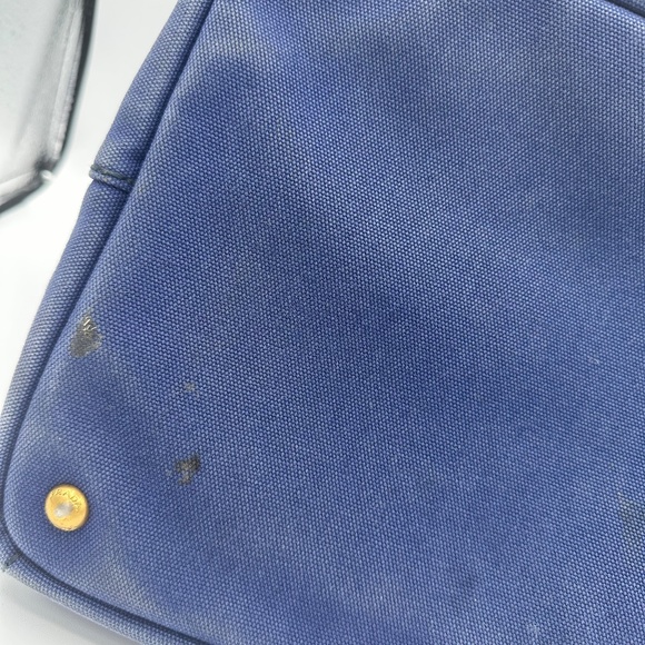 Prada Large Canapa Logo Blue Canvas Tote with shoulder strap - Picture 6 of 10